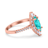 Halo Marquise Art Deco Wedding Ring Simulated Cubic Zirconia 925 Sterling Silver