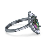 Halo Marquise Art Deco Wedding Ring Simulated Cubic Zirconia 925 Sterling Silver