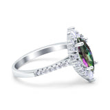 Halo Marquise Art Deco Wedding Ring Simulated Cubic Zirconia 925 Sterling Silver