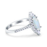 Halo Marquise Art Deco Wedding Ring Simulated Cubic Zirconia 925 Sterling Silver