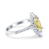 Halo Marquise Art Deco Wedding Ring Simulated Cubic Zirconia 925 Sterling Silver