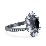 Oval Vintage Art Deco Engagement Ring Simulated Cubic Zirconia 925 Sterling Silver