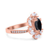 Oval Vintage Art Deco Engagement Ring Simulated Cubic Zirconia 925 Sterling Silver