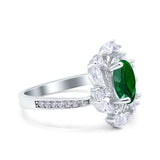 Oval Vintage Art Deco Engagement Ring Simulated Cubic Zirconia 925 Sterling Silver