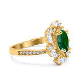 Oval Vintage Art Deco Engagement Ring Simulated Cubic Zirconia 925 Sterling Silver