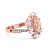 Oval Vintage Art Deco Engagement Ring Simulated Cubic Zirconia 925 Sterling Silver