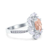 Oval Vintage Art Deco Engagement Ring Simulated Cubic Zirconia 925 Sterling Silver