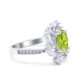 Oval Vintage Art Deco Engagement Ring Simulated Cubic Zirconia 925 Sterling Silver