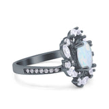 Oval Vintage Art Deco Engagement Ring Simulated Cubic Zirconia 925 Sterling Silver