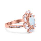 Oval Vintage Art Deco Engagement Ring Simulated Cubic Zirconia 925 Sterling Silver