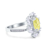 Oval Vintage Art Deco Engagement Ring Simulated Cubic Zirconia 925 Sterling Silver