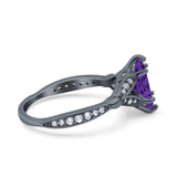 Marquise Art Deco Wedding Bridal Ring Simulated Cubic Zirconia 925 Sterling Silver