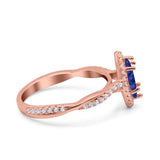 Infinity Twist Marquise Vintage Wedding Ring Simulated Cubic Zirconia 925 Sterling Silver