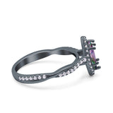 Infinity Twist Marquise Vintage Wedding Ring Simulated Cubic Zirconia 925 Sterling Silver