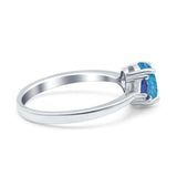 Vintage Art Deco Oval Wedding Ring Triangle Blue Sapphire Simulated Cubic Zirconia 925 Sterling Silver