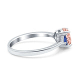 Vintage Art Deco Oval Wedding Ring Triangle Blue Sapphire Simulated Cubic Zirconia 925 Sterling Silver