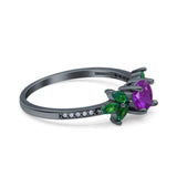 Marquise Wedding Ring Green Emerald Simulated Cubic Zirconia 925 Sterling Silver