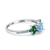 Marquise Wedding Ring Green Emerald Simulated Cubic Zirconia 925 Sterling Silver