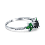 Marquise Wedding Ring Green Emerald Simulated Cubic Zirconia 925 Sterling Silver