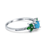 Marquise Wedding Ring Green Emerald Simulated Cubic Zirconia 925 Sterling Silver