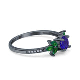 Marquise Wedding Ring Green Emerald Simulated Cubic Zirconia 925 Sterling Silver