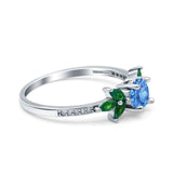 Marquise Wedding Ring Green Emerald Simulated Cubic Zirconia 925 Sterling Silver