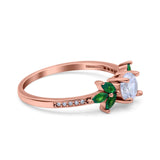 Marquise Wedding Ring Green Emerald Simulated Cubic Zirconia 925 Sterling Silver