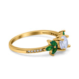 Marquise Wedding Ring Green Emerald Simulated Cubic Zirconia 925 Sterling Silver