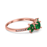 Marquise Wedding Ring Green Emerald Simulated Cubic Zirconia 925 Sterling Silver