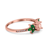 Marquise Wedding Ring Green Emerald Simulated Cubic Zirconia 925 Sterling Silver
