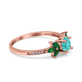 Marquise Wedding Ring Green Emerald Simulated Cubic Zirconia 925 Sterling Silver