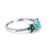 Marquise Wedding Ring Green Emerald Simulated Cubic Zirconia 925 Sterling Silver