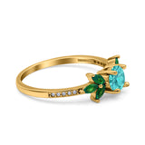 Marquise Wedding Ring Green Emerald Simulated Cubic Zirconia 925 Sterling Silver
