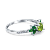 Marquise Wedding Ring Green Emerald Simulated Cubic Zirconia 925 Sterling Silver