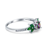 Marquise Wedding Ring Green Emerald Simulated Cubic Zirconia 925 Sterling Silver