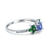 Marquise Wedding Ring Green Emerald Simulated Cubic Zirconia 925 Sterling Silver