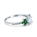 Marquise Wedding Ring Green Emerald Simulated Cubic Zirconia 925 Sterling Silver