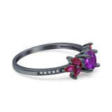 Marquise Wedding Ring Ruby Simulated Cubic Zirconia 925 Sterling Silver