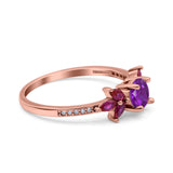 Marquise Wedding Ring Ruby Simulated Cubic Zirconia 925 Sterling Silver