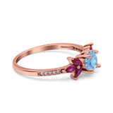Marquise Wedding Ring Ruby Simulated Cubic Zirconia 925 Sterling Silver