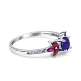 Marquise Wedding Ring Ruby Simulated Cubic Zirconia 925 Sterling Silver