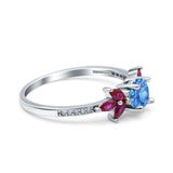 Marquise Wedding Ring Ruby Simulated Cubic Zirconia 925 Sterling Silver