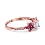 Marquise Wedding Ring Ruby Simulated Cubic Zirconia 925 Sterling Silver