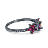 Marquise Wedding Ring Ruby Simulated Cubic Zirconia 925 Sterling Silver