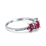 Marquise Wedding Ring Ruby Simulated Cubic Zirconia 925 Sterling Silver