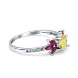 Marquise Wedding Ring Ruby Simulated Cubic Zirconia 925 Sterling Silver