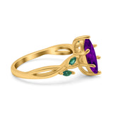 Infinity Twist Green Simulated Emerald Marquise Wedding Ring Simulated Cubic Zirconia 925 Sterling Silver