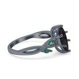 Infinity Twist Green Simulated Emerald Marquise Wedding Ring Simulated Cubic Zirconia 925 Sterling Silver