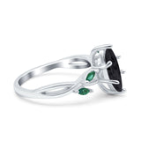 Infinity Twist Green Simulated Emerald Marquise Wedding Ring Simulated Cubic Zirconia 925 Sterling Silver