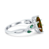 Infinity Twist Green Simulated Emerald Marquise Wedding Ring Simulated Cubic Zirconia 925 Sterling Silver